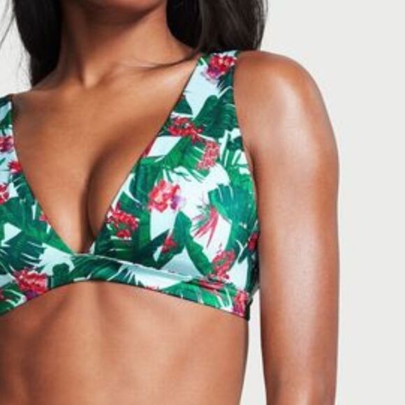 VICTORIA'S SECRET SWIM
Mix & Match Twist Push-Up Bandeau Top Blue Palm Print 34B - Picture 3 of 7
